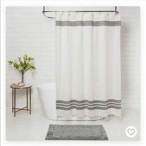 Threshold Striped Fringe Shower Curtain - Target